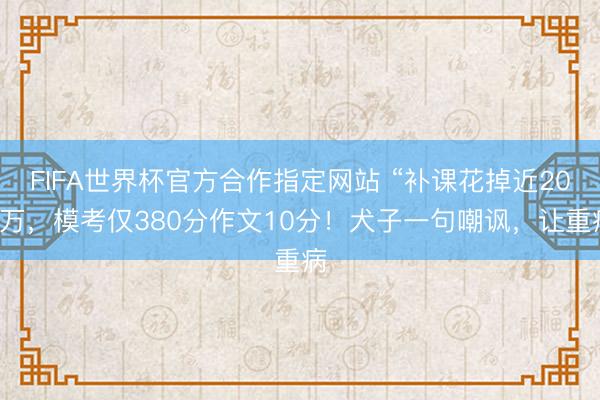FIFA世界杯官方合作指定网站 “补课花掉近200万,模考仅380分作文10分!犬子一句嘲讽,让重病