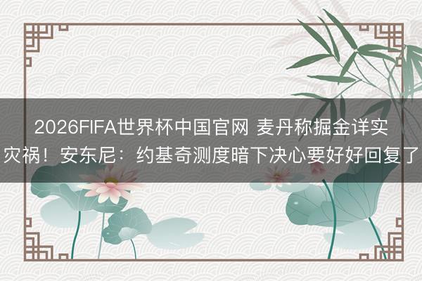 2026FIFA世界杯中国官网 麦丹称掘金详实灾祸！安东尼：约基奇测度暗下决心要好好回复了