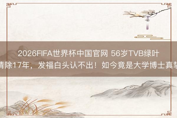 2026FIFA世界杯中国官网 56岁TVB绿叶清除17年，发福白头认不出！如今竟是大学博士真挚