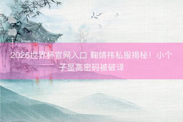 2026世界杯官网入口 鞠婧祎私服揭秘!小个子显高密码被破译